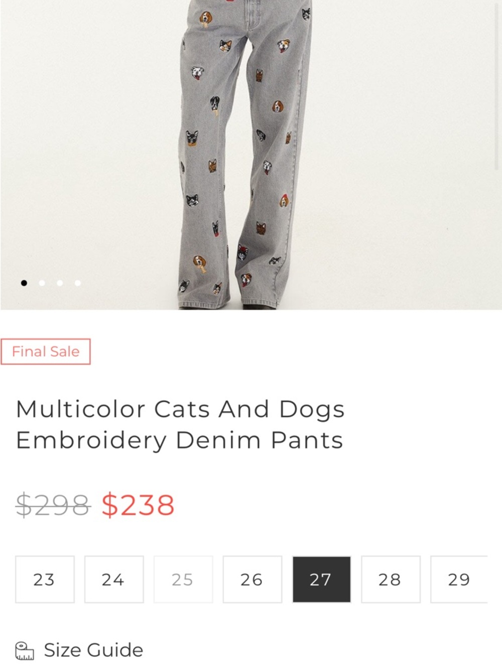 Farm Rio: Multicolor Cats And Dogs Embroidery Denim Pants - Picture 10 of 15
